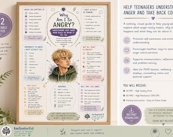 Teen Anger Regulation Poster: Understanding Emotions (A2 PDF Download)