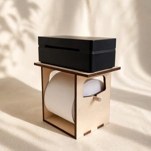 Wooden Printer Stand, Label Roll Holder, Plywood Desk Organiser, Shipping Labels, Home Office