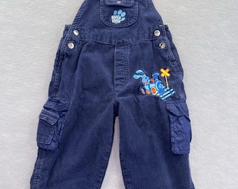 Blues Clues Naby Corduroy Embroidered Overalls 4T Vtg unisex Y2K Train  Bibs