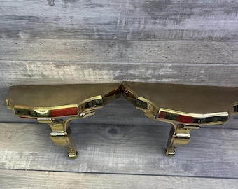 Burwood Gold Tone Small Wall Shelves 3259  Set Vintage Hollywood Regency