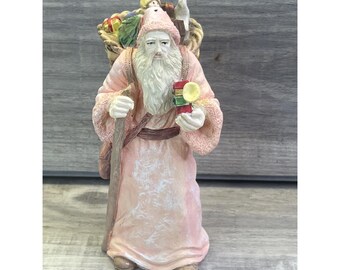 Midwest Imports Santa Claus Resin Figurine Pink Belsnickle Style Shabby Chic VTG