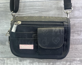 Mudd Vintage Y2K 90s Black Mini Crossbody Cosmetic Organizer Purse Bag Wallet