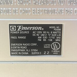 Emerson AM FM Radio CD Player Model PD5098 Radio Works, Cd Player Doesn't Work image 10
