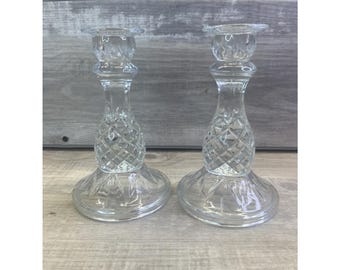 Crystal Candle Holders Cambridge Glass Home Interiors Pineapple Vintage Set