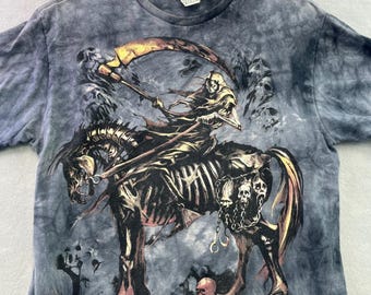 Delta Proweight T-Shirt Mens Medium Gray grim Reaper Skeleton Tie Dye Tee