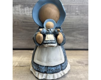Vintage Amish Mother & Baby Figurine Ceramic 7.5" High  Hand Painted Adorable