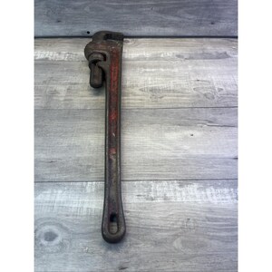 Llave para tubos Ridgid de 24" de alta resistencia, color rojo. Fabricada en EE. UU. (modelo vintage). imagen 8