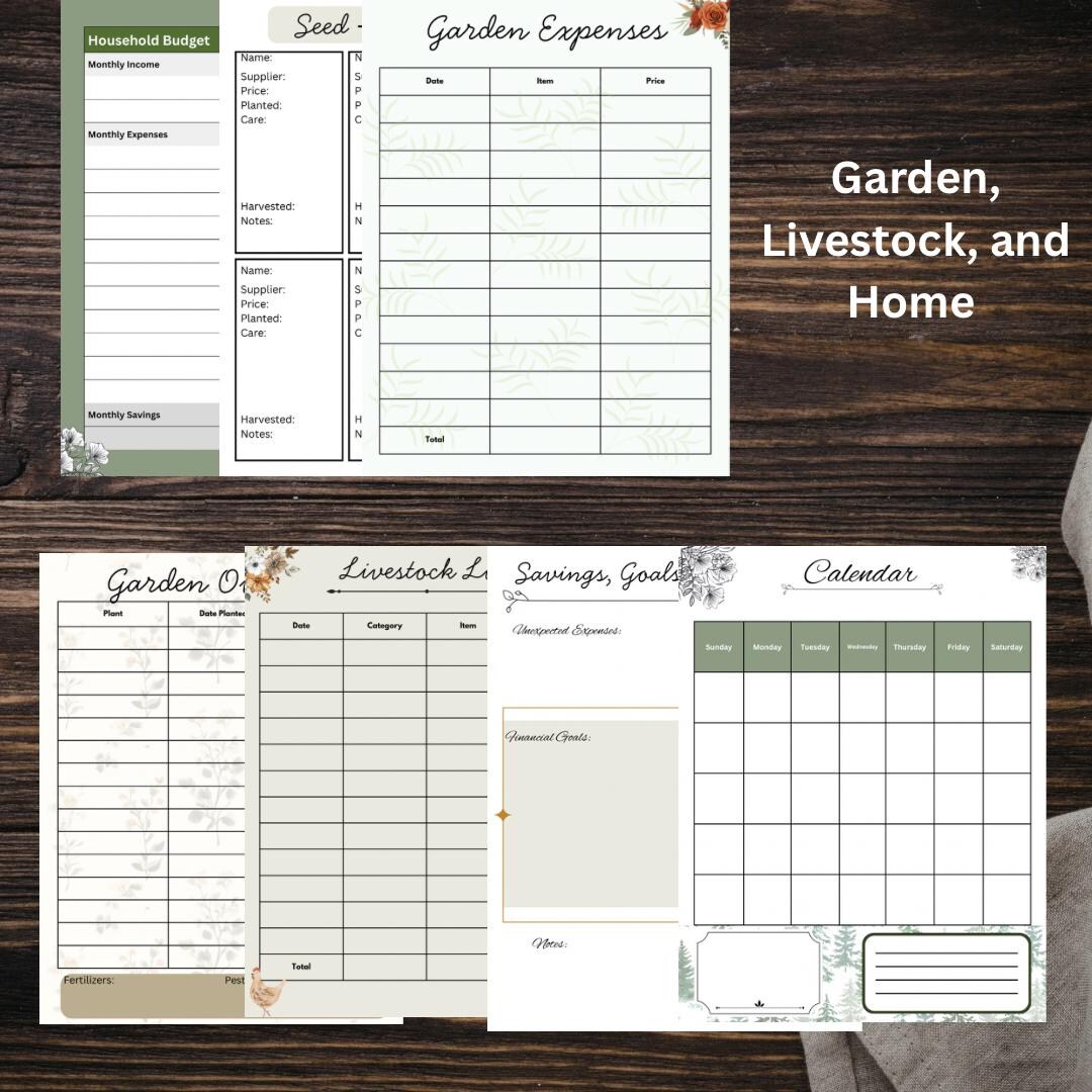 Simple Homestead Budget and Garden Tracker | Printable Farm Planner ...