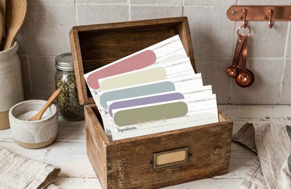 Minimalist Recipe Cards 7x5 | Color-coded Kitchen Organizer (digital ...