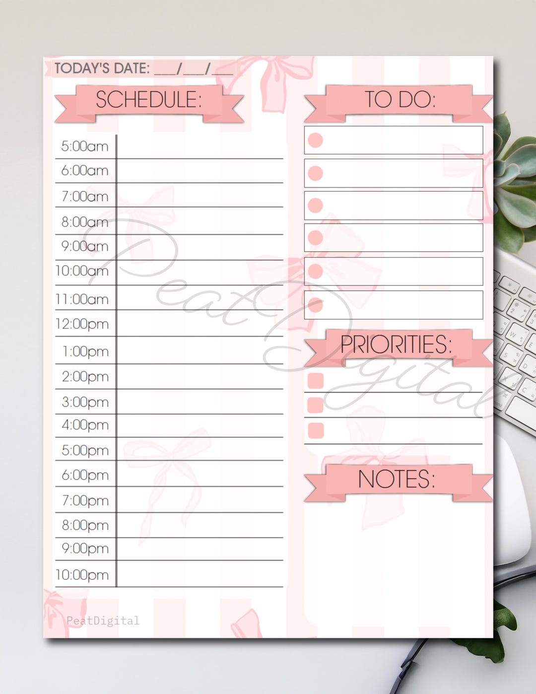 Soft Girl / Coquette Daily Planner Printable PDF | Pink Minimalist ...