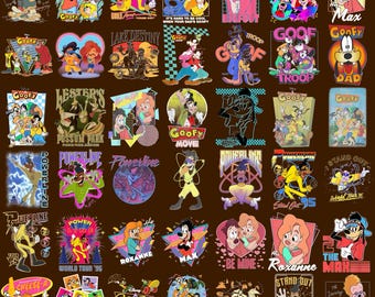 Más de 40 imágenes PNG de personajes de la película de Goofy de Disney de los 90, Goofy, Max, Roxanne, Powerline, imágenes PNG, imágenes PNG de familias a juego de WDW, imágenes PNG de Magic Kingdom