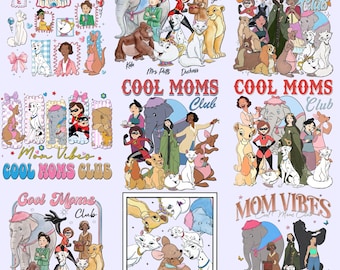 Paquete de imágenes PNG de retratos con estilo Disney vintage para mamás, Reina Sarabi, Duquesa Perdita Kanga, Sra. Jumbo PNG, Día de la Madre de Disneyland PNG, PNG para mamá