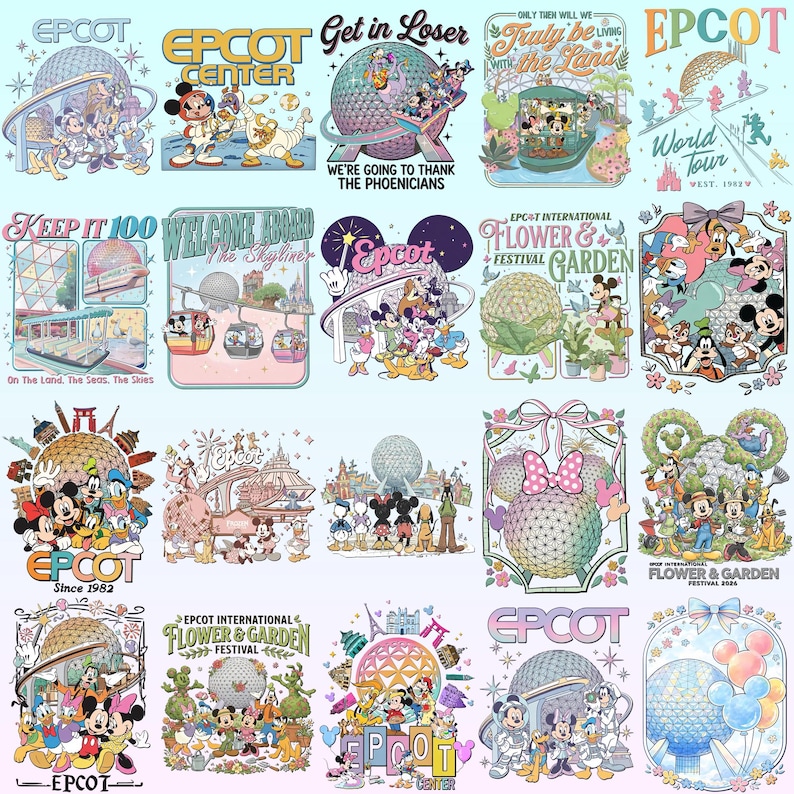 20 Retro Mickey & Friends Epcot Center Png, Disney Epcot World Tour Png ...