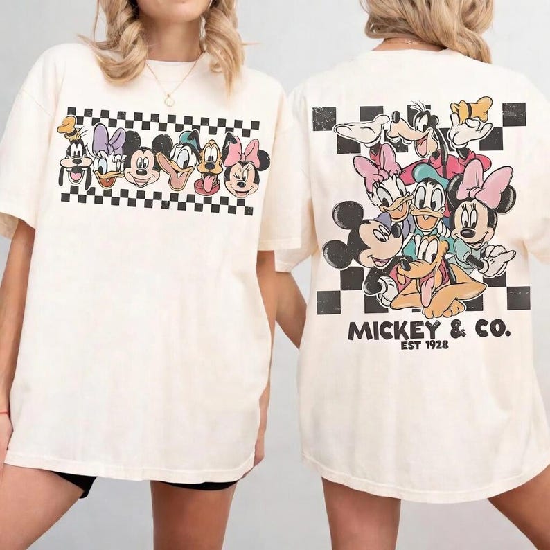 Retro Mickey & Co Est 1928 png, Mickey And Friends, Disney Family Vacation Checkered png, Disneyland png, Disney Trip png image 2