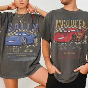 PNG de Rayo McQueen y Sally retro, PNG de Cars de Pixar, PNG de pareja a juego de Disney, PNG de Cars Land, Radiator Springs, PNG de Disneyland imagen 1