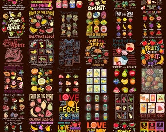 Fruit Of The Spirit Png Bundle, Aesthetic Fruit, Bible Verse Png, Fruit Of The Spirit Png, Christian Affirmation Bible Design Download