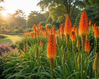 Red Hot Poker Plant Live 4" Pot Orange Yellow Blooms Kniphofia uvaria Cold Hardy Butterfly Garden
