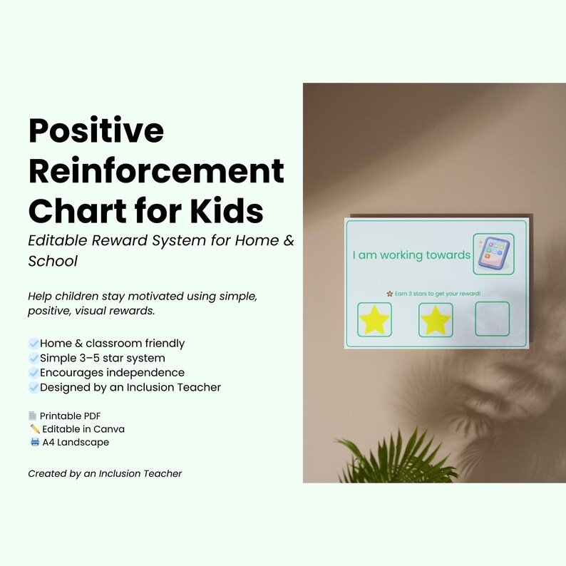 Kids Reward Chart | Editable Positive Reinforcement System (printable ...