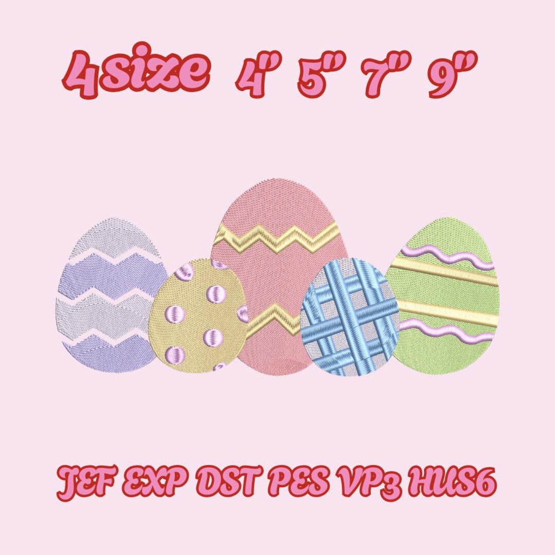 Easter With Eggs, Easter Eggs Machine Embroidery Design File, Happy ...