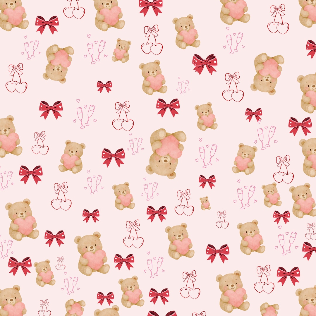 Teddy Bear Pattern, Valentine Digital Paper (3000x3000 Px PNG File) - Etsy