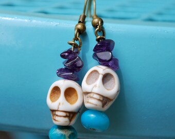 White Skull Earrings