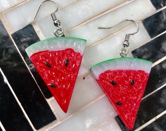 Watermelon Slice Earrings Plastic Fruit Earrings