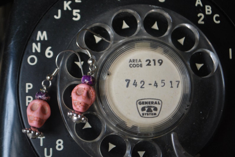 Pastel Pink Skull Earrings Etsy