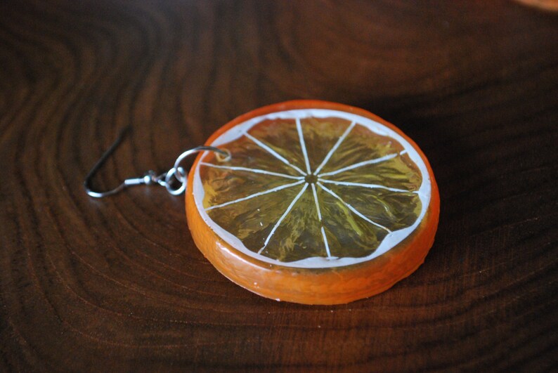 Orange Slice Earrings Plastic Fruit Orange Earrings Plastic Etsy