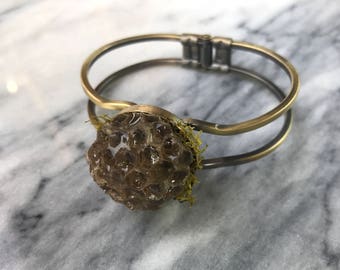 Brass Wasp Nest and Moss Bracelet