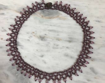 Purple 90's style seed bead choker