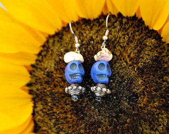 Royal Blue Skull Earrings