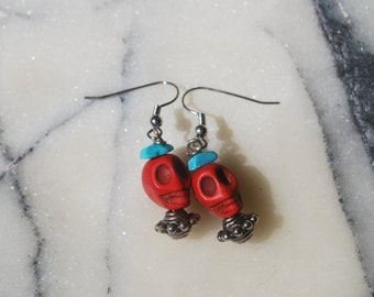 Red Skull Earrings