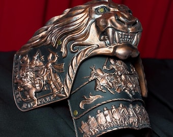 Handgefertigte Lion Knight Schulterschultern aus Polyurethan | LARP Schulterpanzer