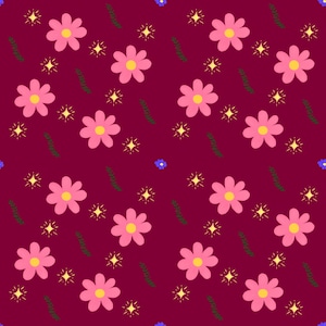 Flower-Star Pattern with Red Background
