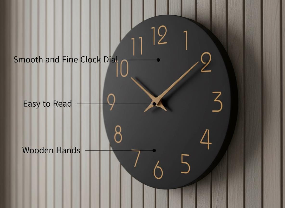 Modern Black Minimalist Wall Clock, Silent Decorative Round Clock for ...