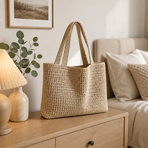 Strukturerad Raffia Market Tote PDF, Nybörjarvänlig Sommarväska
