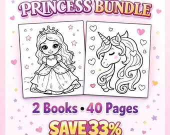Princess Valentine Coloring Bundle | Hearts Love Fairy Printable PDF Girls Activity Book