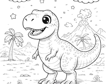 Dinosaurs Coloring Pages for Kids | 30 Page A4 (PDF Download)
