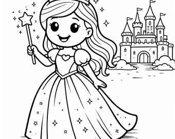 Princess Coloring Pages for Kids | 20 Page A4 (PDF Download)