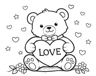 Valentine's Day Coloring Pages for Kids | 20 Hearts Love Animals Printable PDF
