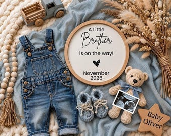 Little Brother announcement Digital, Second Baby boy reveal, It's a Boy Gender Reveal, Editable Social Media Announcement, Canva Template