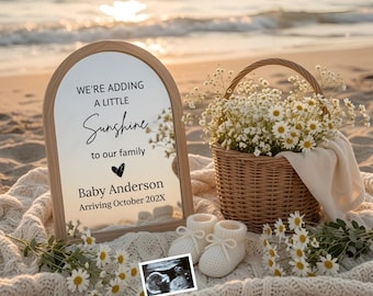 Beach Pregnancy Announcement Template, Sunshine Pregnancy Announcement, Gender Neutral Social Media Reveal, Editable Canva Template