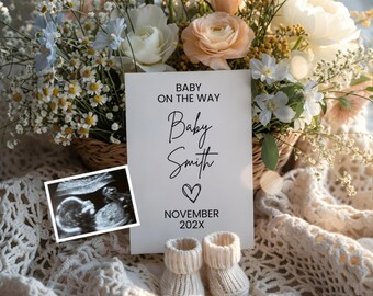 Spring Flower Pregnancy Announcement, Digital Pregnancy Announcement, Neutral Boho Floral Baby Reveal, Gender Neutral Social Media