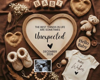 Unexpected Pregnancy Announcement Template, Unexpected Baby Announcement, Editable Canva Baby Reveal, Gender Neutral Ultrasound Social Media