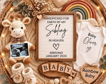 Rainbow Baby Pregnancy Announcement Digital Template, Baby Announcement, Editable Canva Template, Social Media Reveal (Digital Download)