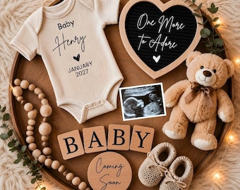 One More to Adore Schwangerschaftsankündigung, bearbeitbare Babyankündigungsvorlage, zweite Baby-Enthüllung, Social Media-Baby-Enthüllung (digitaler Download)