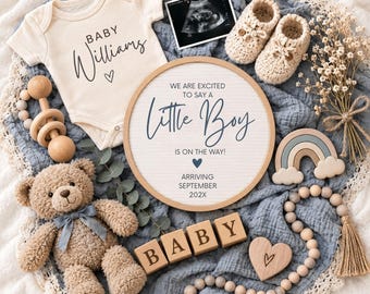 Baby Boy Pregnancy Announcement Canva Template, Little Boy is on the Way Social Media Reveal, Editable Digital Baby Boy Announcement Post