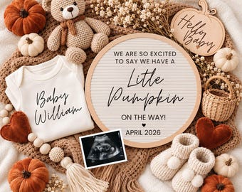 Fall Pregnancy Announcement Digital, Baby Announcement, Social Media Reveal