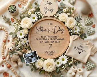 Mother's Day Pregnancy Announcement Template, Editable Baby Reveal, Extra Sweet, Gender Neutral for Social Media (Digital Download)