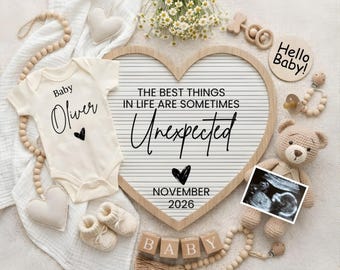 Unexpected Pregnancy Announcement Digital, Neutral Baby Reveal Template, Editable Baby Announcement, Minimalist Pregnancy Announcement